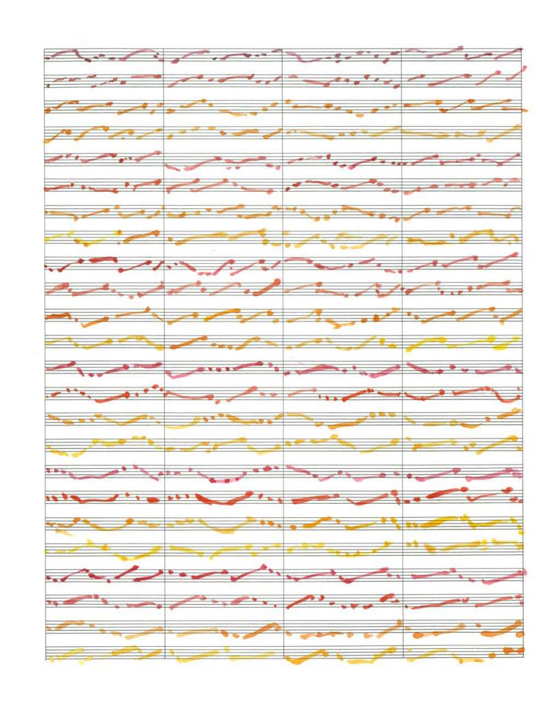 Pamela Markoya Watercolor on Manuscript Paper 14" x 11"